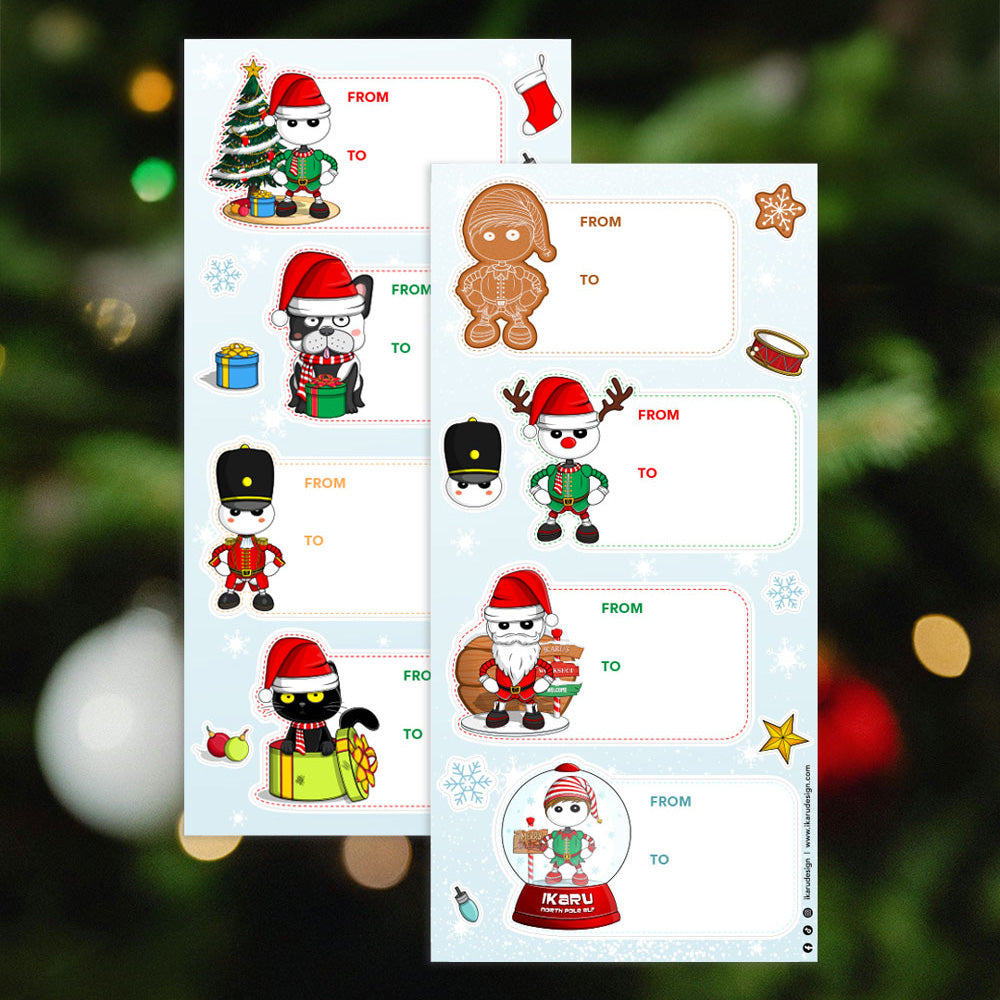 Ikaru Christmas Gift Tags - Sticker Sheet