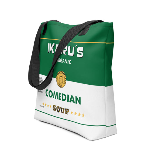 Ikaru Comedian Sopu label tote bag, original character all-over print design