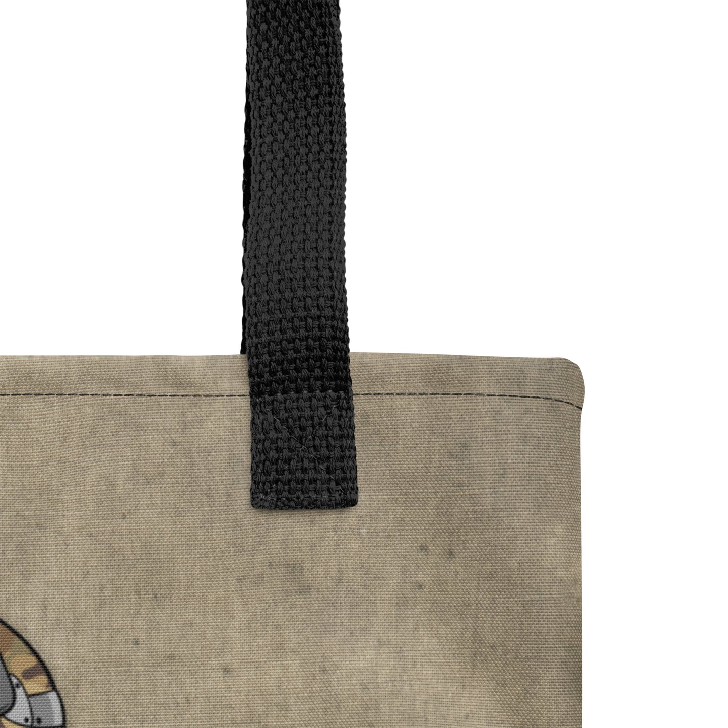 Ikaru Military tote bag, original character all-over print design
