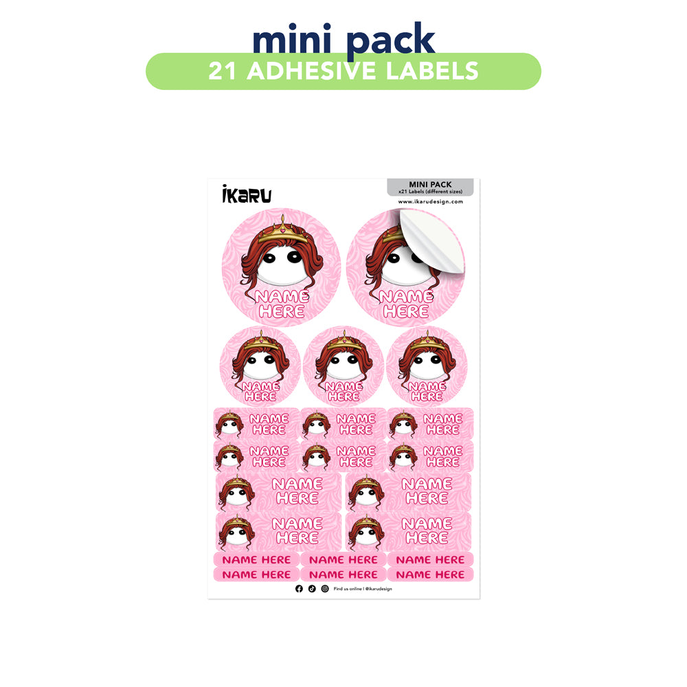 Ikaru Princess personalized name label sheet, original character design