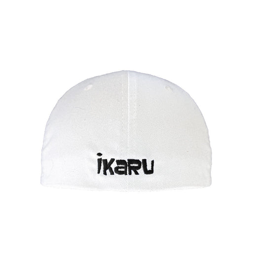 Ikaru Super i embroidered baseball cap in white, original character design