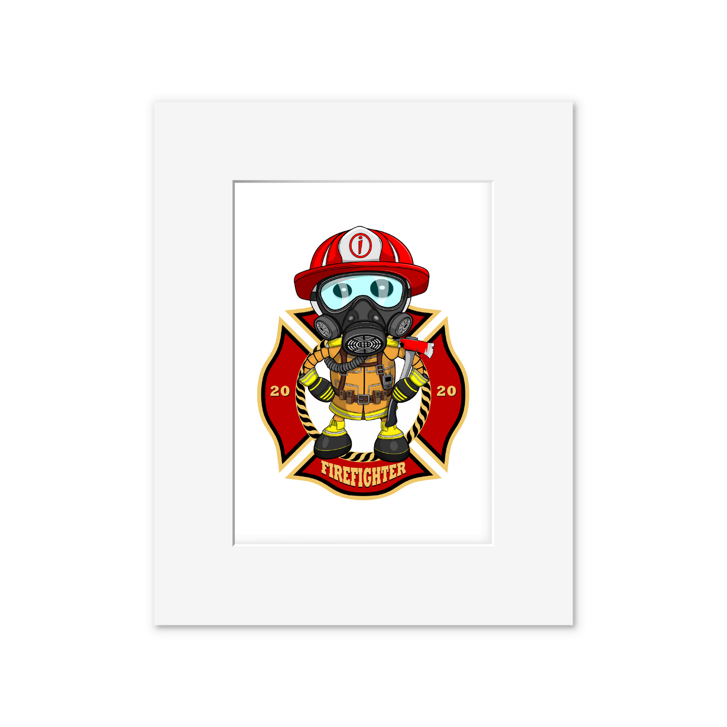 Ikaru Firefighter art print, original character illustration, 8x10 inches