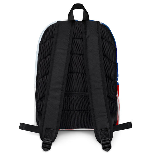 Ikaru USA backpack, original character all-over print design