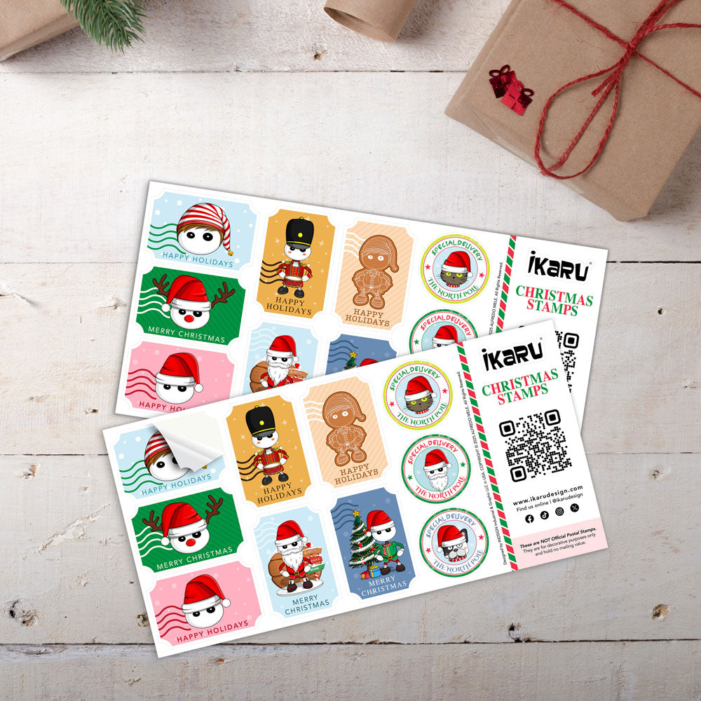Ikaru Christmas Stamps - Sticker Sheet