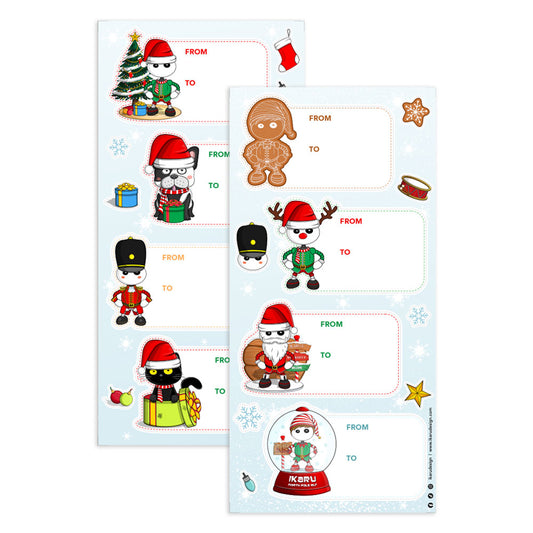Ikaru Christmas Gift Tags - Sticker Sheet