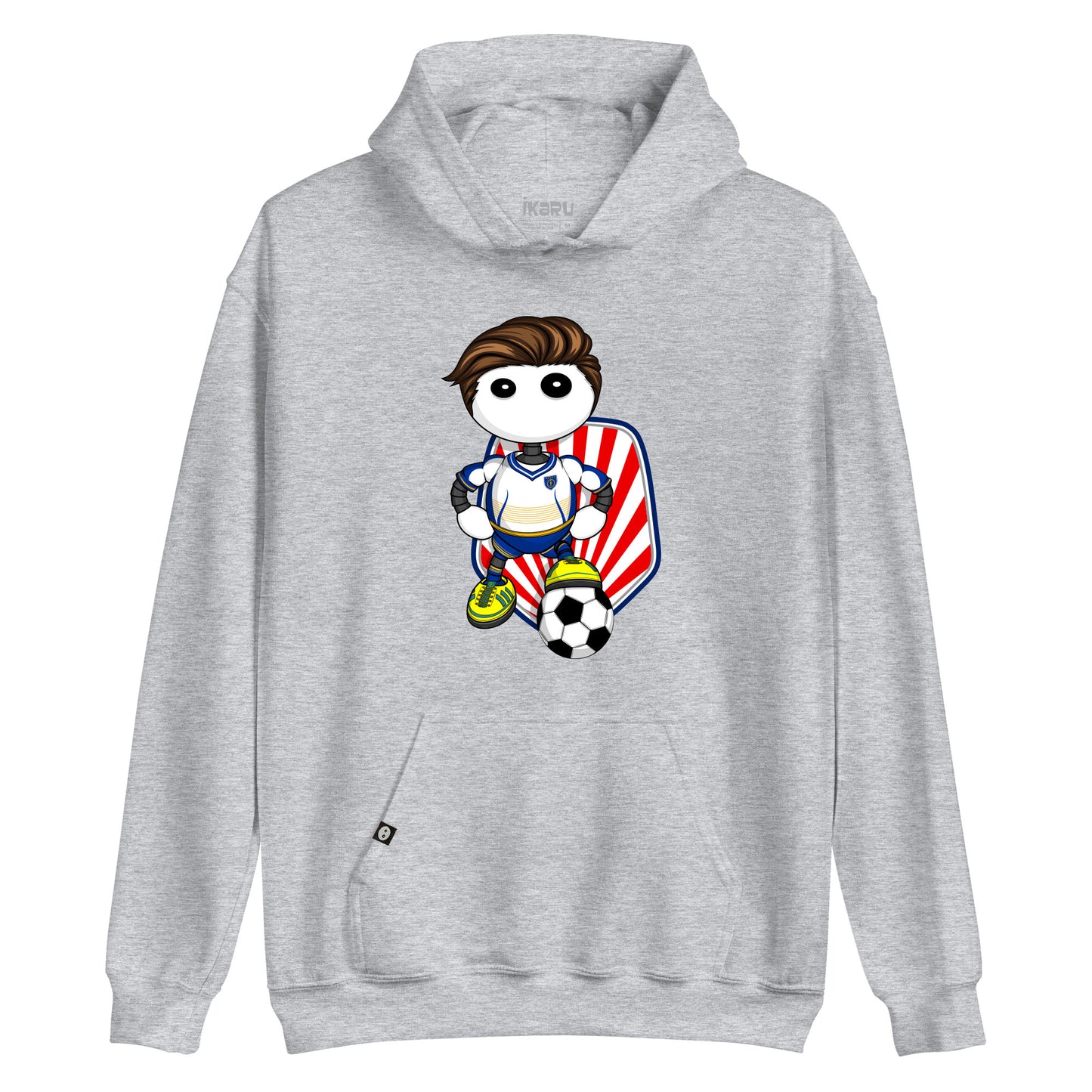Ikaru Soccer hoodie, original character design, adult and youth sizes