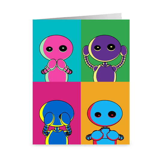 4 Wise Ikaru folded greeting card, original character illustration