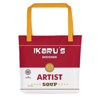  Ikaru Artist Soup Label tote bag, original character all-over print design
