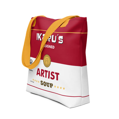  Ikaru Artist Soup Label tote bag, original character all-over print design