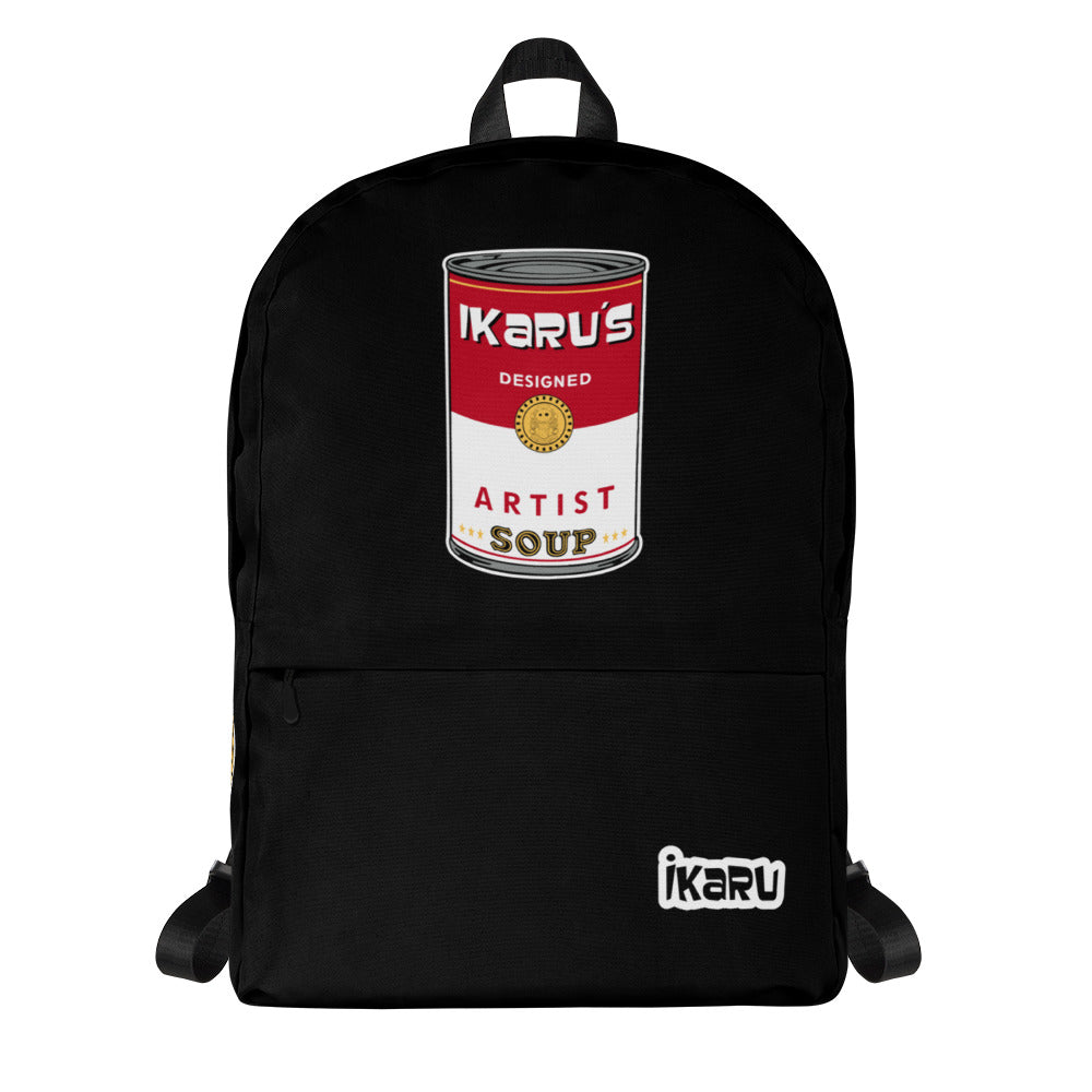 Ikaru Artist Soup backpack, original character all-over print design