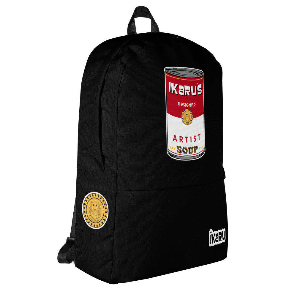Ikaru Artist Soup backpack, original character all-over print design