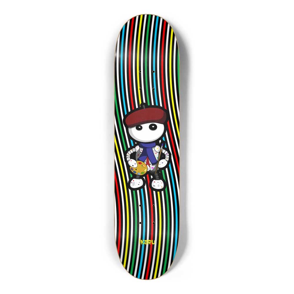 Ikaru Artist skateboard deck, original character design, 7-ply Canadian maple