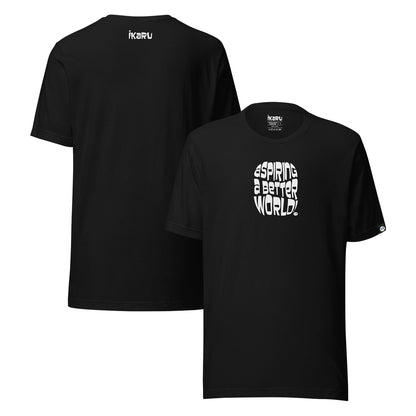 Ikaru Aspiring a Better World graphic t-shirt in black - white, original art design