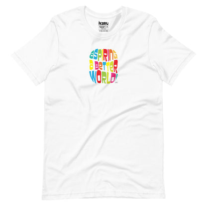 Ikaru Aspiring a Better World graphic t-shirt in white, original art design
