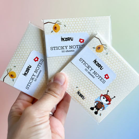 Ikaru Bee Post-it notes pad, original character design, 3x3 inches