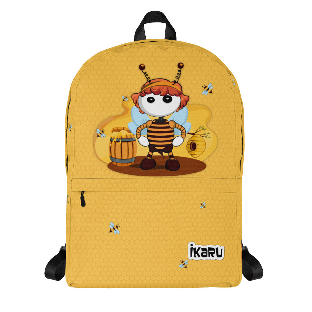 Ikaru Bee backpack, original character all-over print design