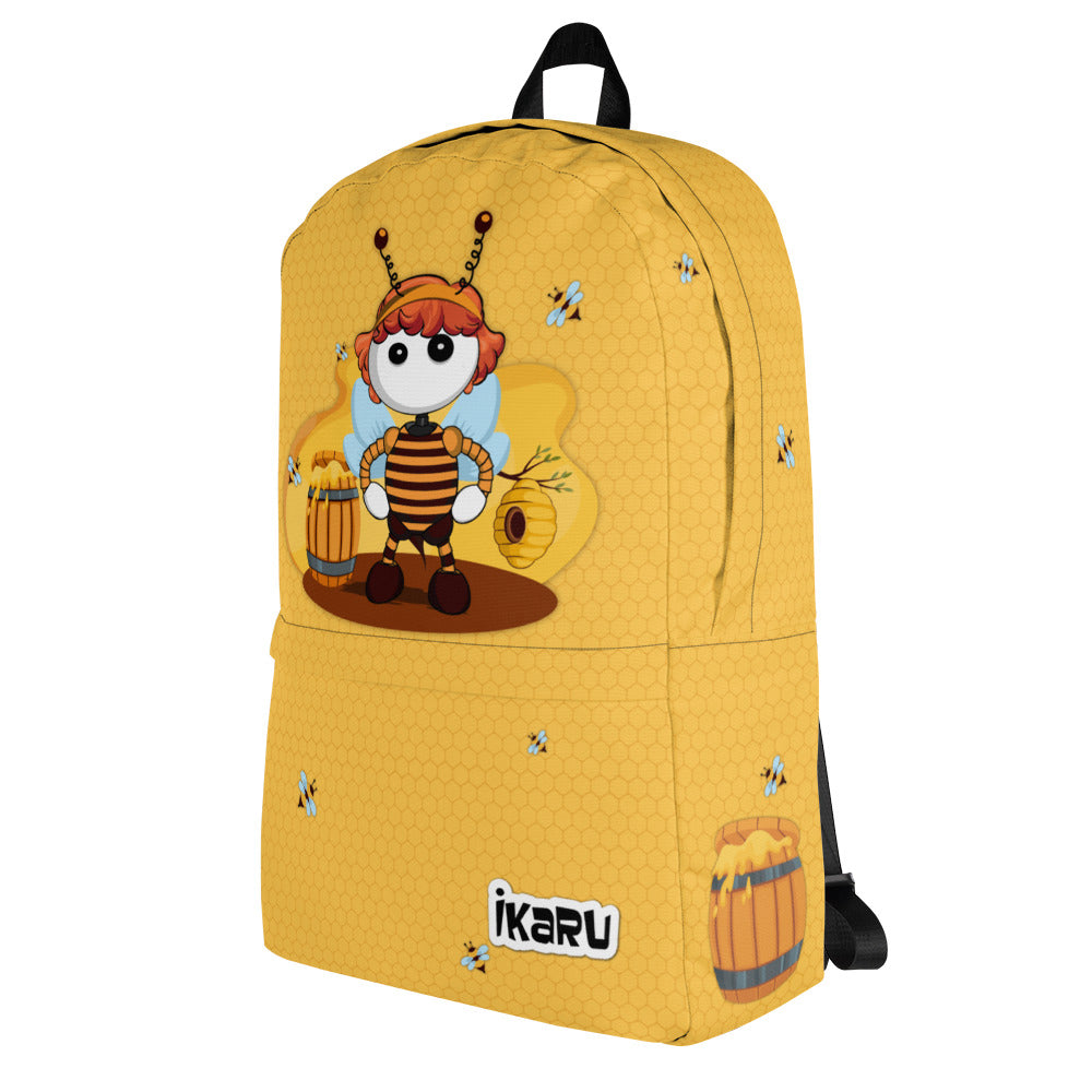 Ikaru Bee backpack, original character all-over print design