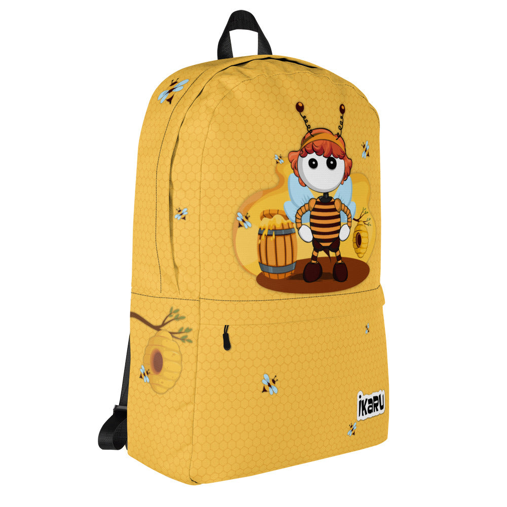 Ikaru Bee backpack, original character all-over print design