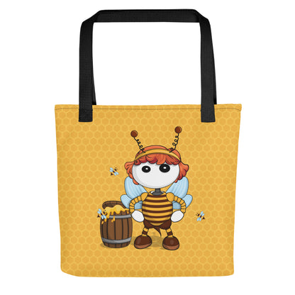 Ikaru Bee tote bag, original character all-over print design