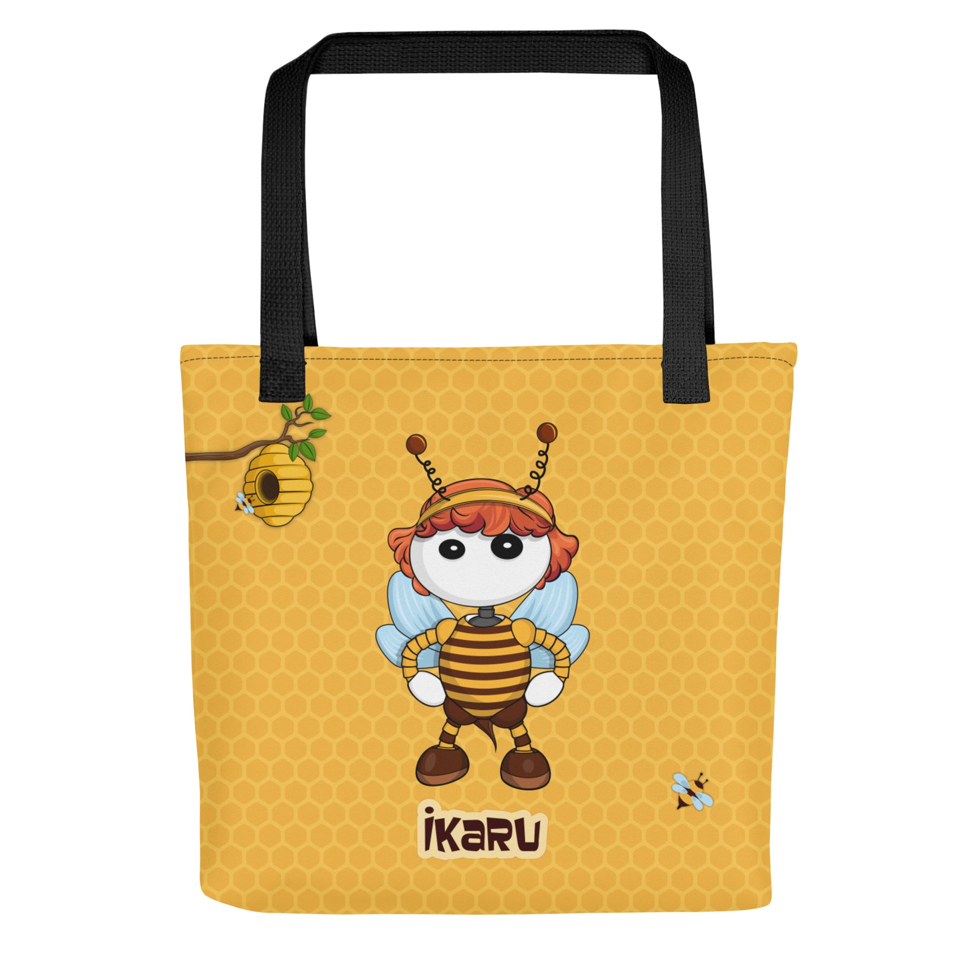 Ikaru Bee tote bag, original character all-over print design