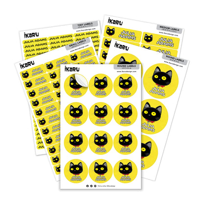 Ikaru Blacky Cat Sticky Labels Pack