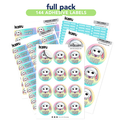Ikaru Bunny personalized name label sheet, original character design