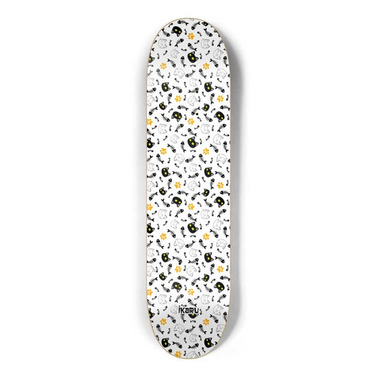  Ikaru Cat Pattern skateboard deck, original character design, 7-ply Canadian maple