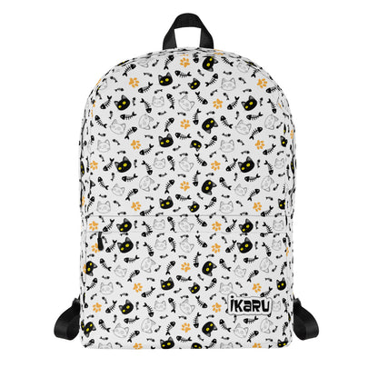 Ikaru Cat backpack, original character all-over print design