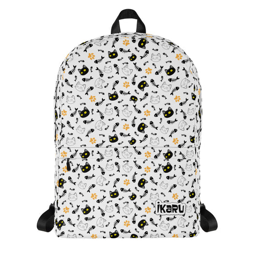 Ikaru Cat backpack, original character all-over print design
