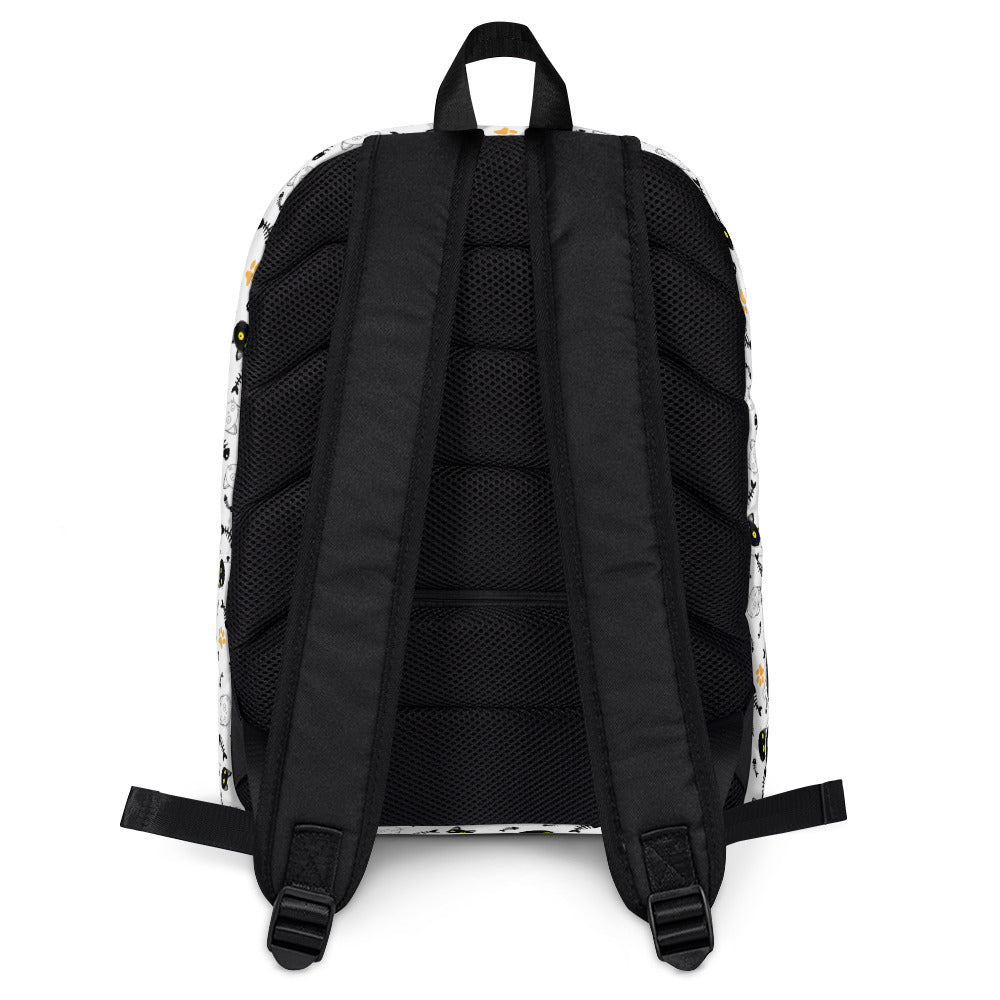 Ikaru Cat backpack, original character all-over print design