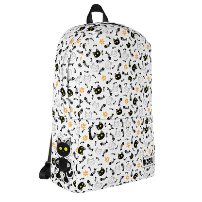 Ikaru Cat backpack, original character all-over print design