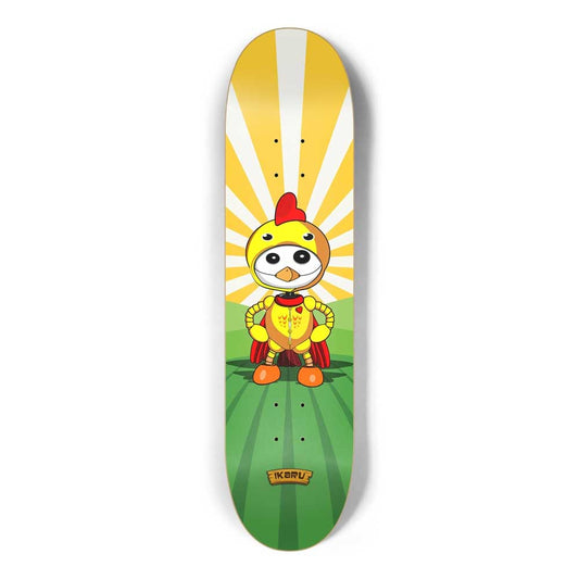 Ikaru Chicken skateboard deck, original character design, 7-ply Canadian maple