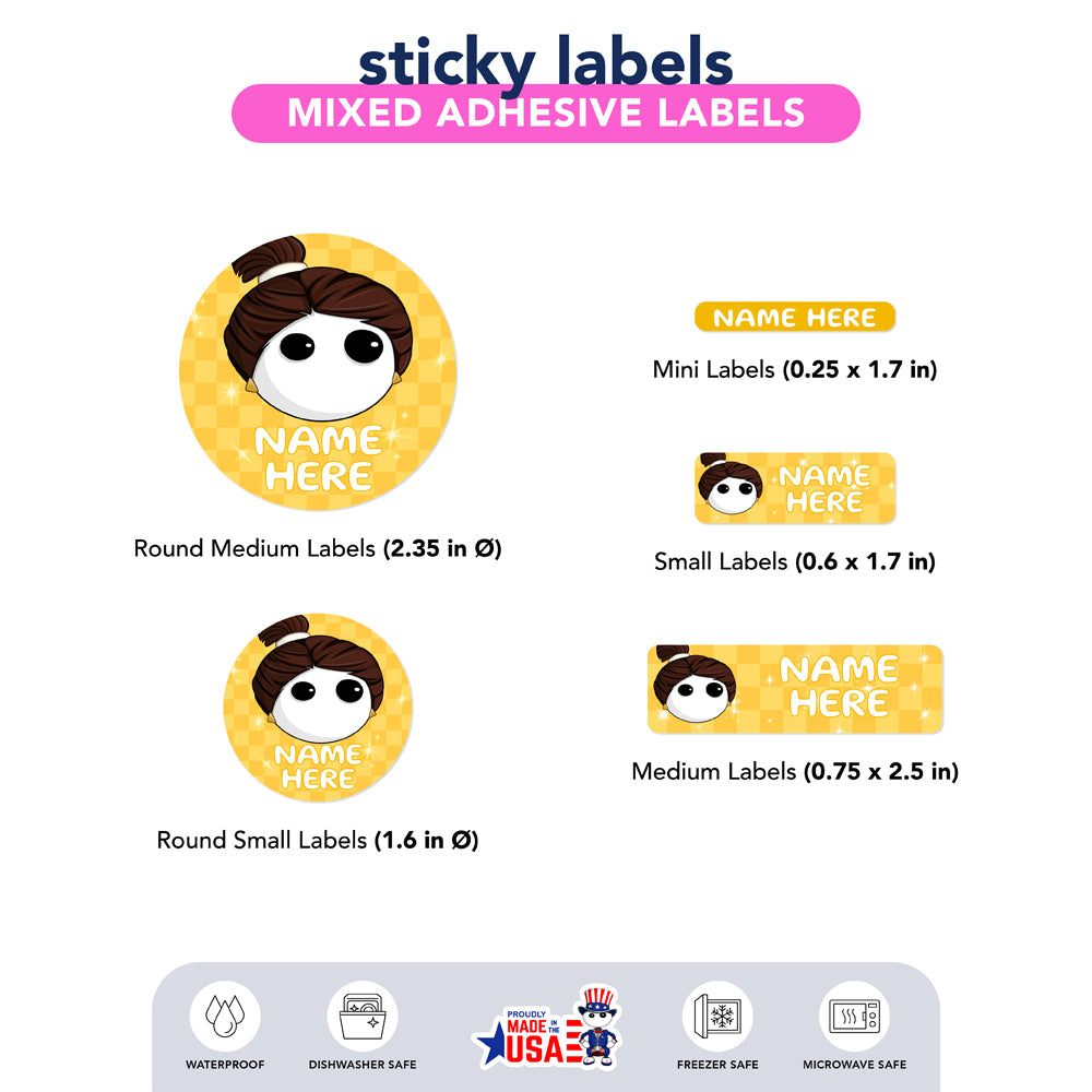 Ikaru Dancing Girl personalized name label sheet, original character design