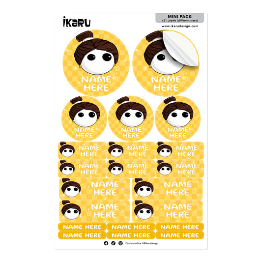 Ikaru Dancing Girl personalized name label sheet, original character design
