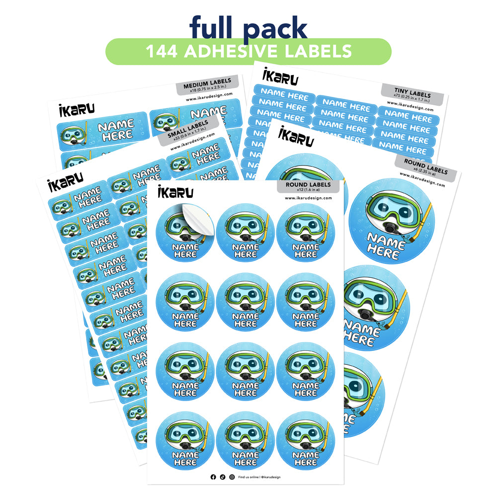  Ikaru Diver personalized name label sheet, original character design