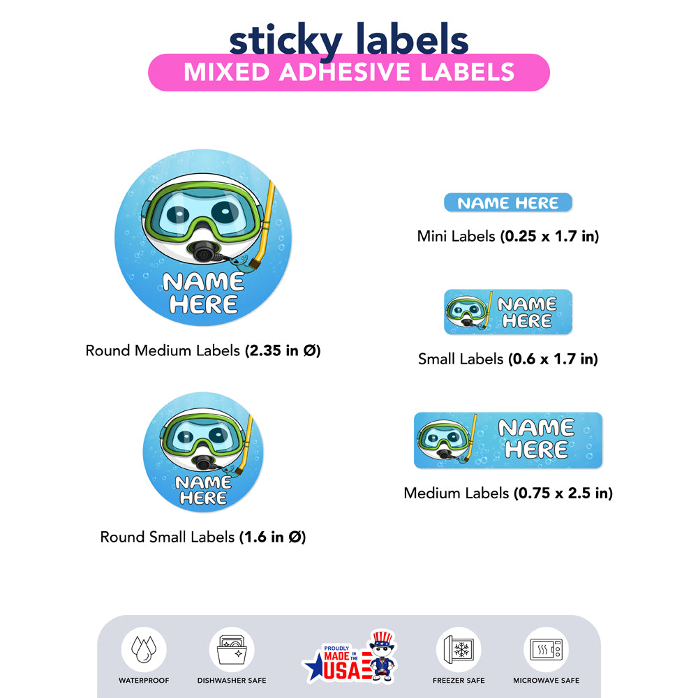  Ikaru Diver personalized name label sheet, original character design