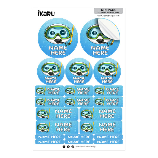  Ikaru Diver personalized name label sheet, original character design