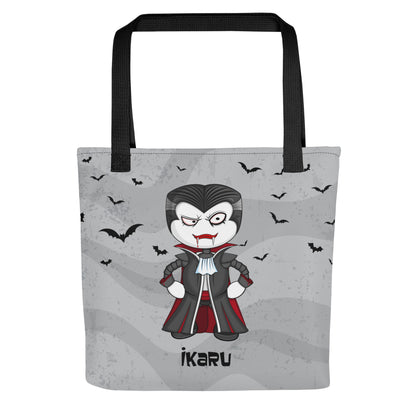 Ikaru Dracula tote bag, original character all-over print design