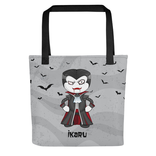 Ikaru Dracula tote bag, original character all-over print design