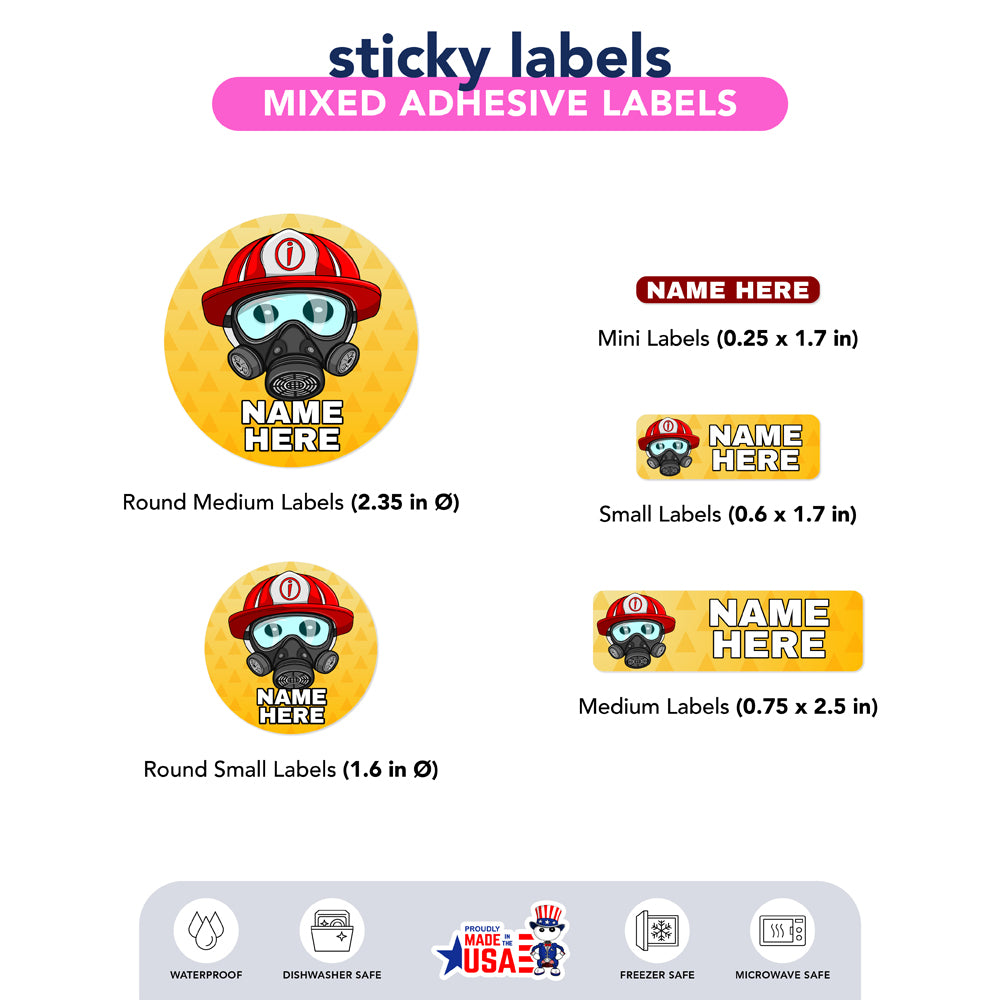  Ikaru Firefighter personalized name label sheet, original character design