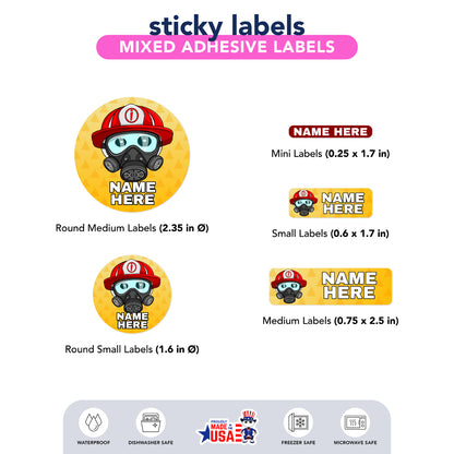  Ikaru Firefighter personalized name label sheet, original character design