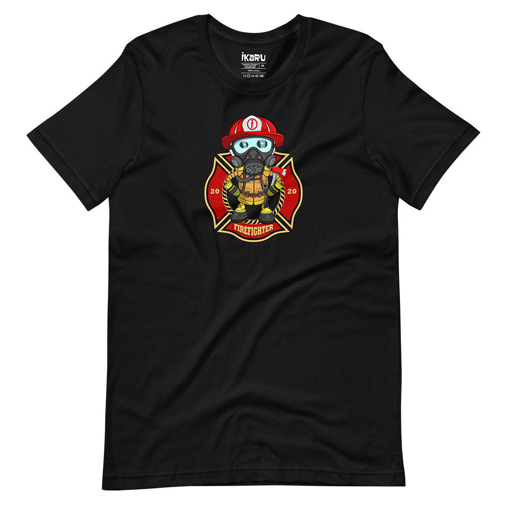 Ikaru Firefighter graphic t-shirt, original character illustration