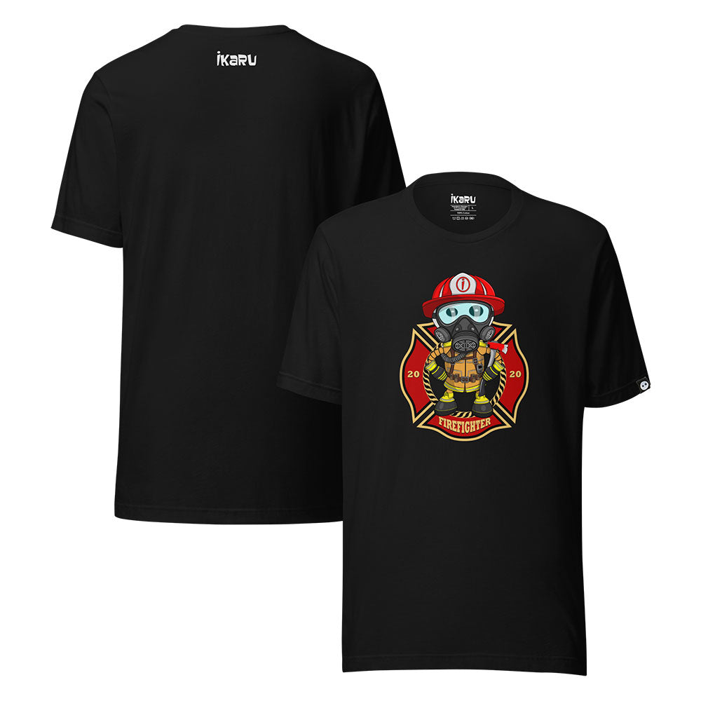 Ikaru Firefighter graphic t-shirt, original character illustration