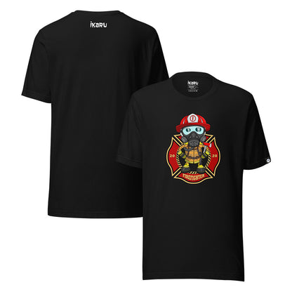 Ikaru Firefighter graphic t-shirt, original character illustration