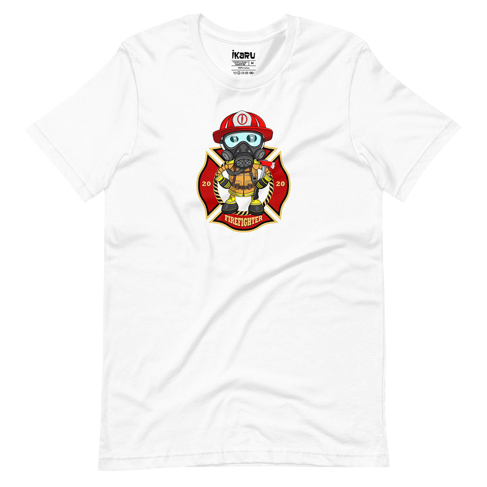 Ikaru Firefighter graphic t-shirt, original character illustration