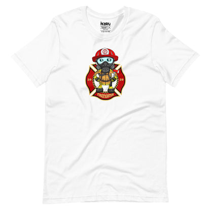 Ikaru Firefighter graphic t-shirt, original character illustration