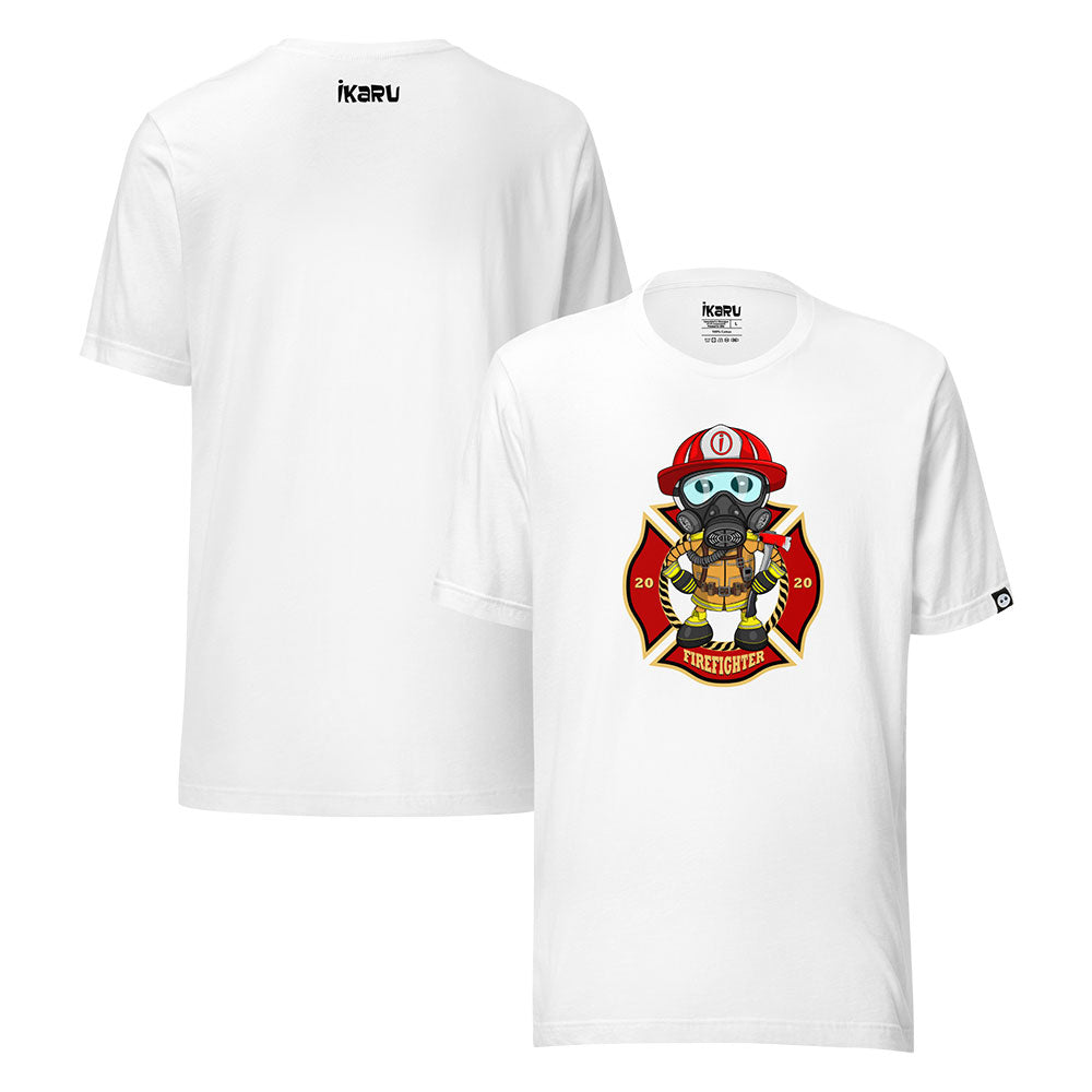 Ikaru Firefighter graphic t-shirt, original character illustration
