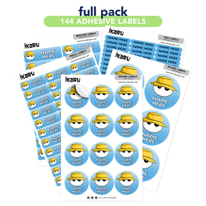  Ikaru Fisherman personalized name label sheet, original character design