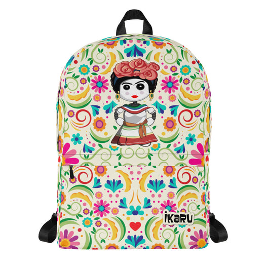 Ikaru Frida backpack, original character all-over print design