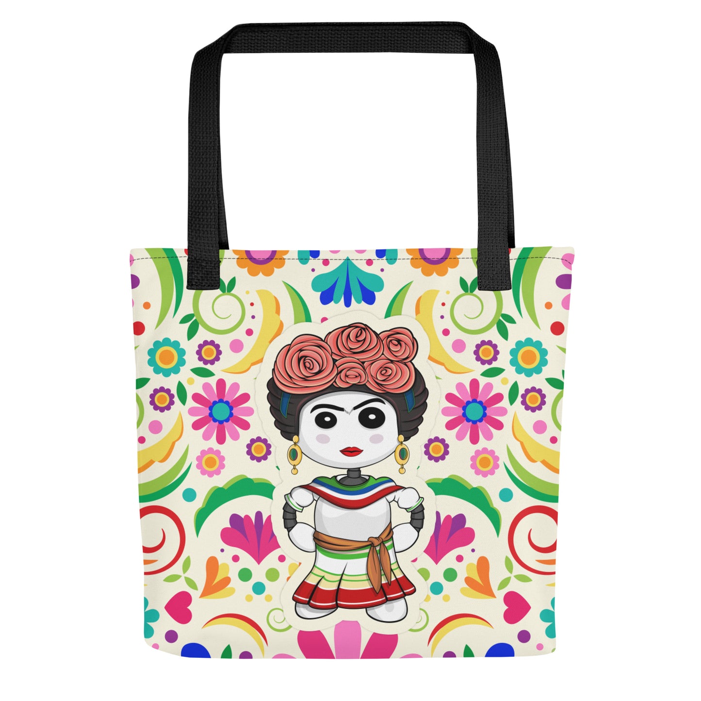 Ikaru Frida tote bag, original character all-over print design